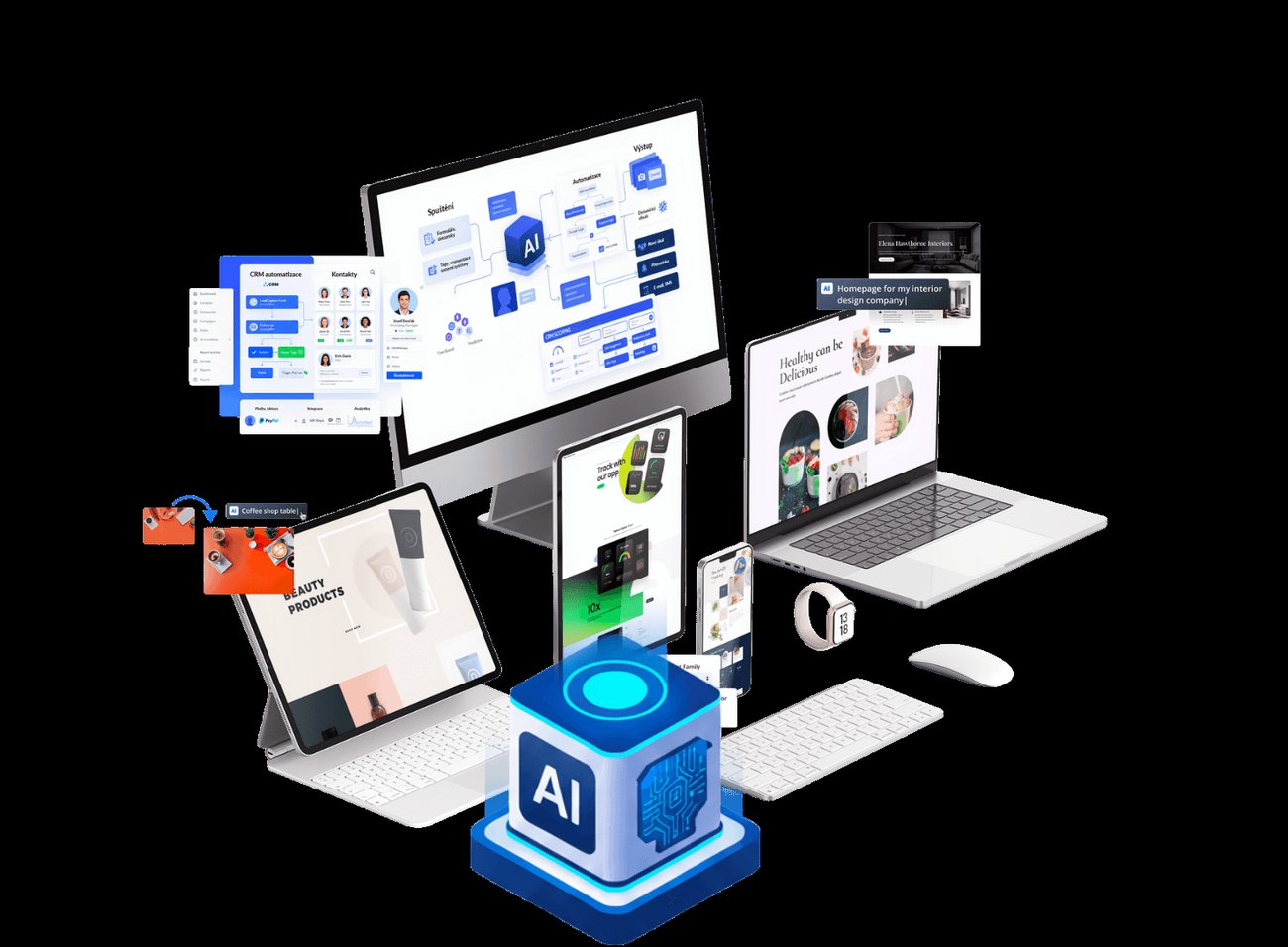 CliqSales AI CRM na počítači, tabletu a telefonu